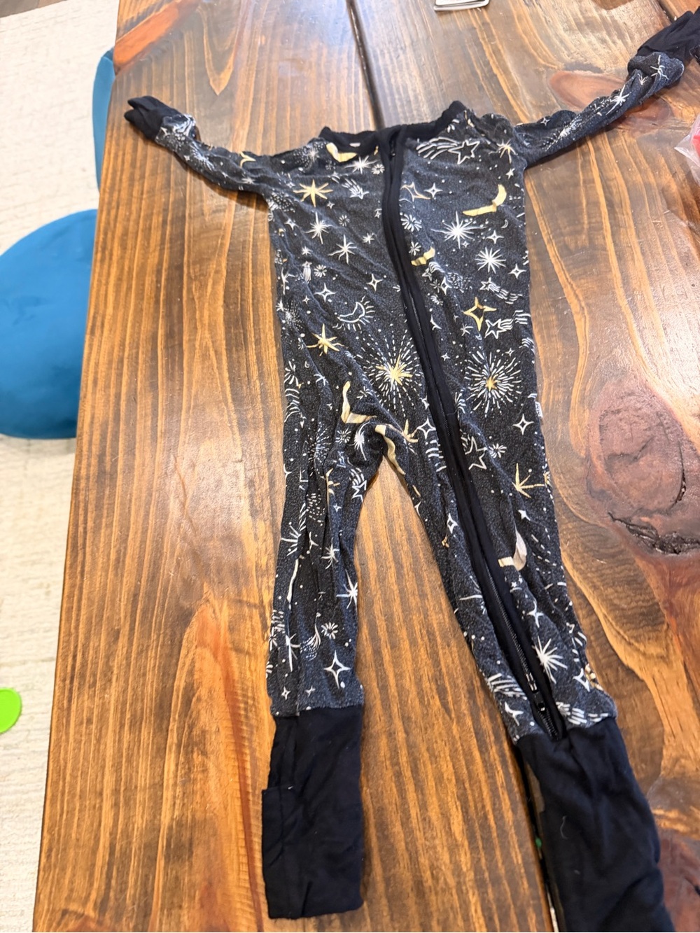 Little Sleepies Black Star & Moon One-Piece Footie Pajamas with Yellow Accents
